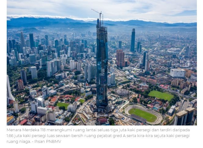 Lantai tingkat 118 menara Merdeka 118 siap, kini bangunan tertinggi di Malaysia